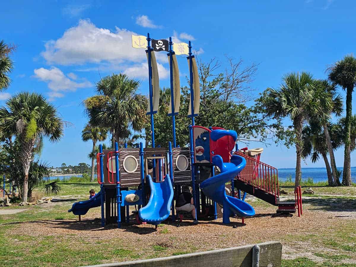 Pirate ship themed kids play area at Frank Pate Park