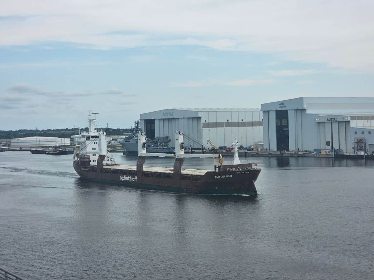 Container boat in the Mobile River