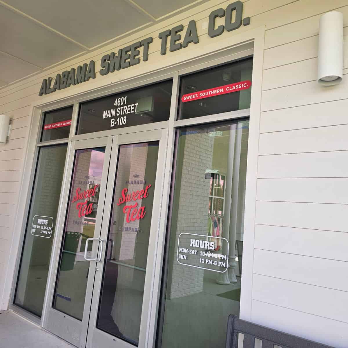 Alabama Sweet Tea Co. sign over entrance to new location