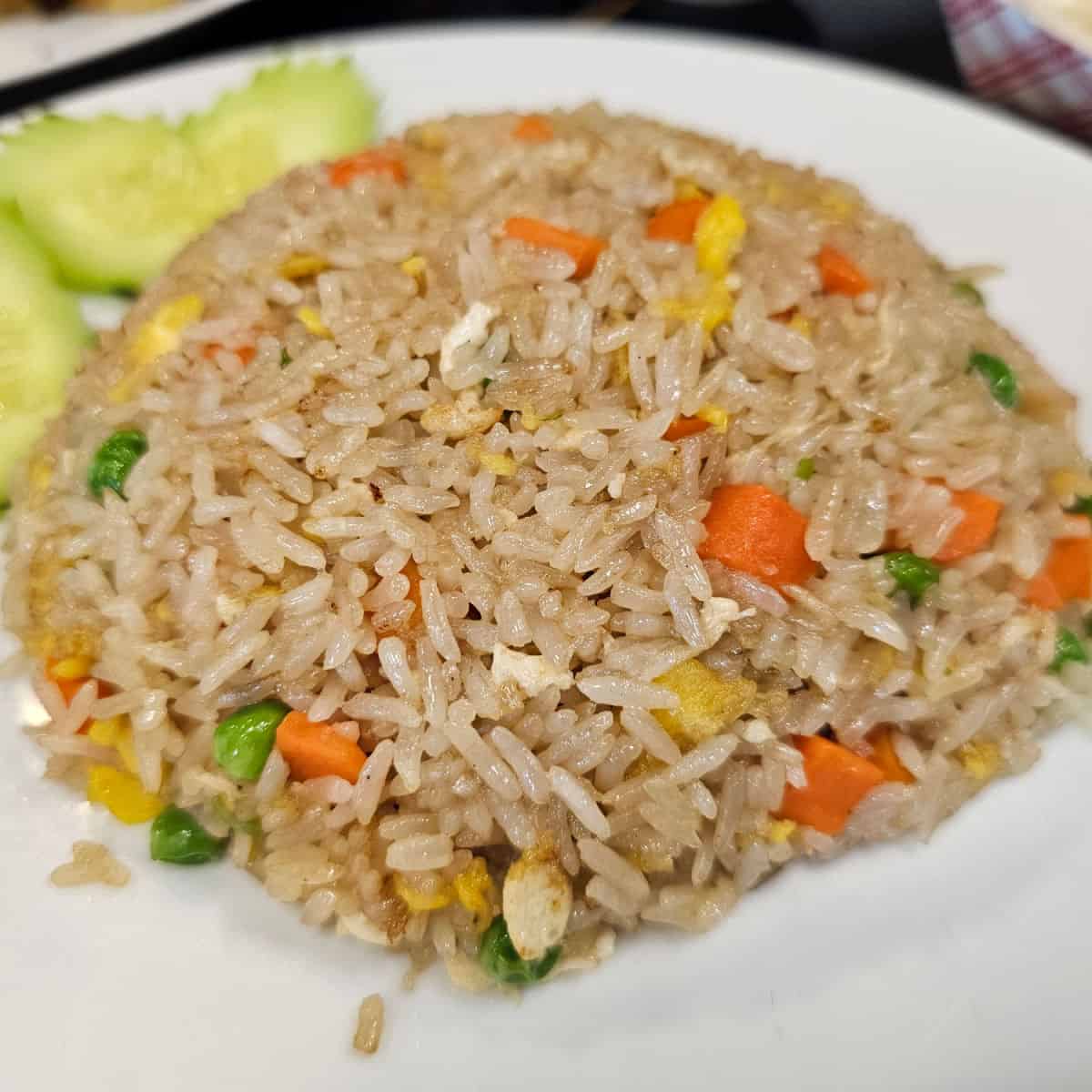 Kids fried rice on a white plate at Pho Mo