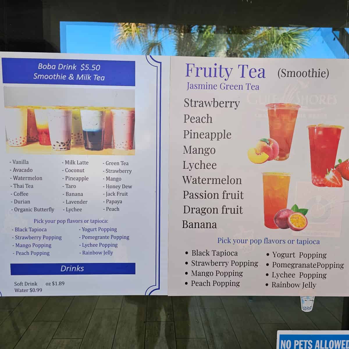 boba and milk tea menu at poke bowl sushi burrito and boba
