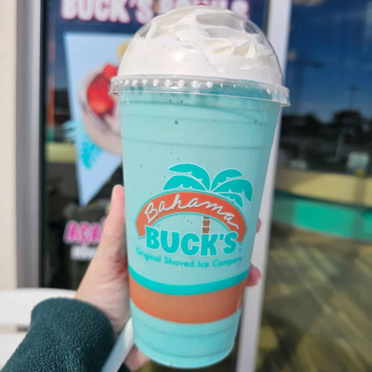 Bahama blue cream smoothie with whip cream on top