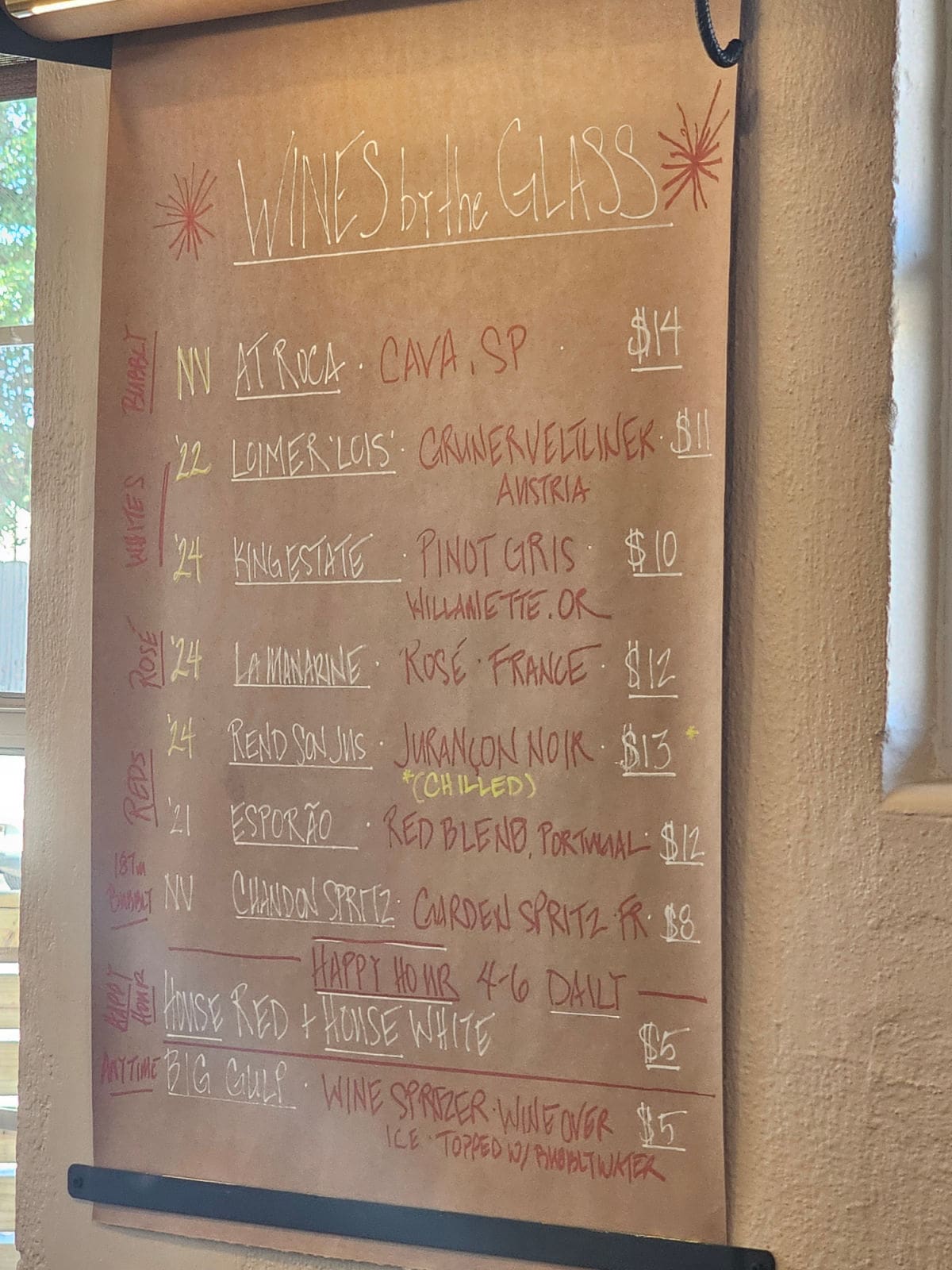 Isla Wine, wine by the glass paper with options