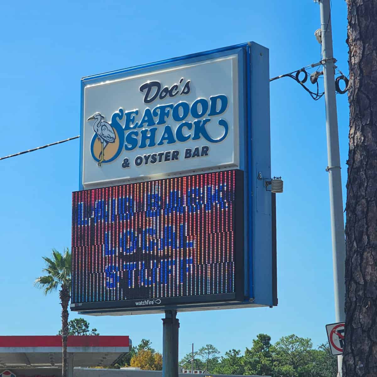 Doc's Seafood Shack & Oyster Bar sign