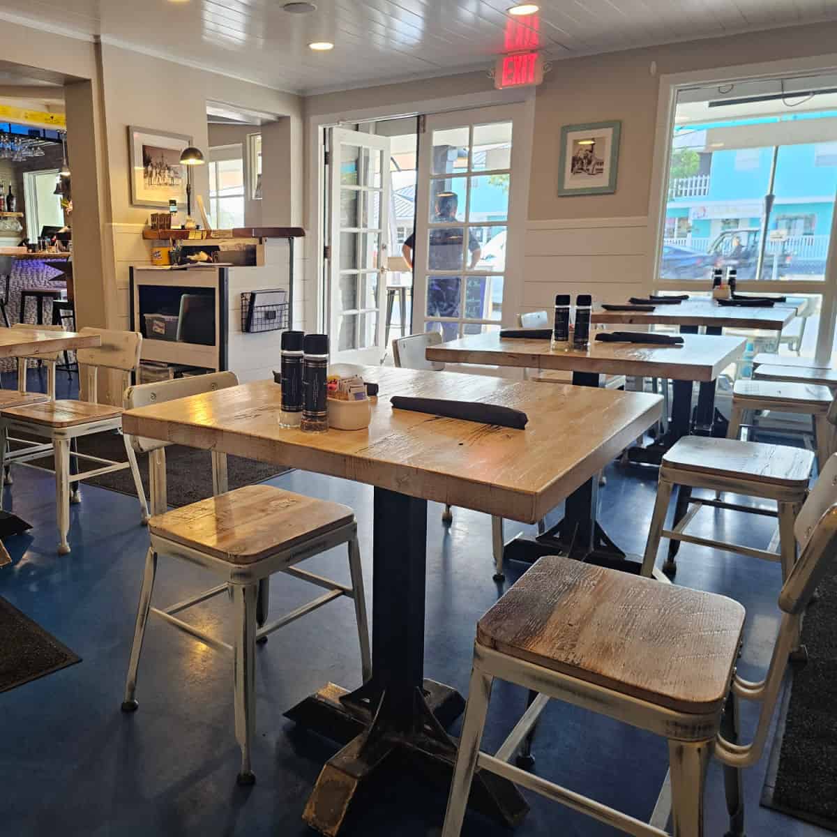 Wickies Lighthouse Restaurant indoor seating with tables and chairs in a row