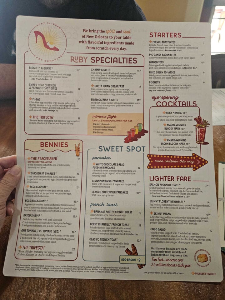 Ruby Snap Menu The Ruby Slipper - Orange Beach - Gulf Coast Journeys
