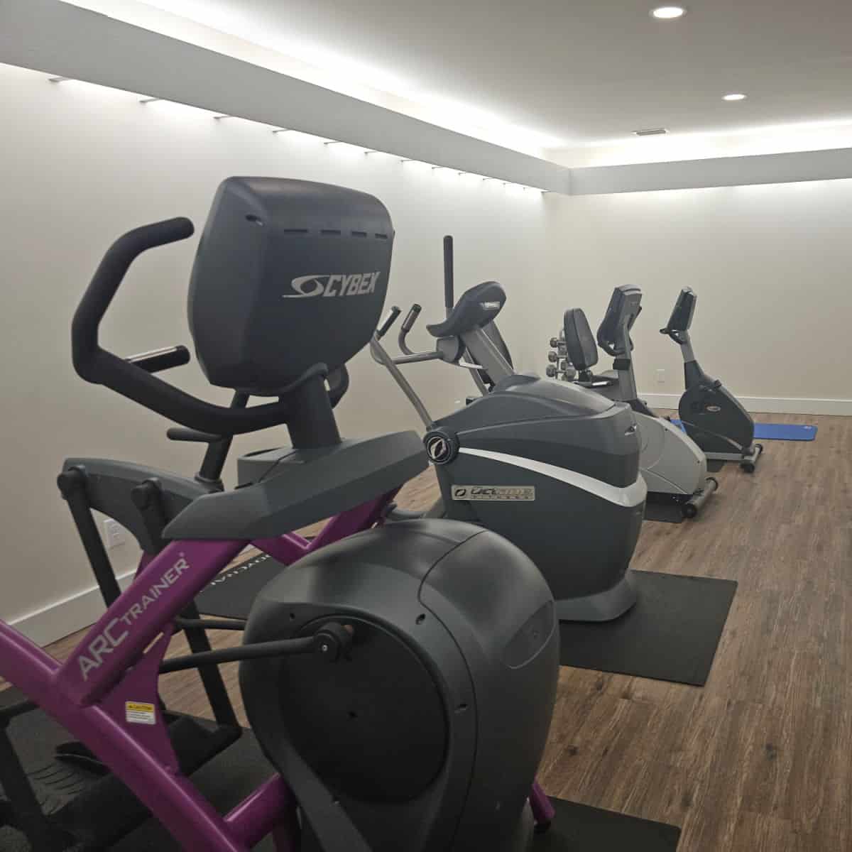 fitness center with eliptical and other machines