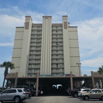 Royal Palms building with two story parking