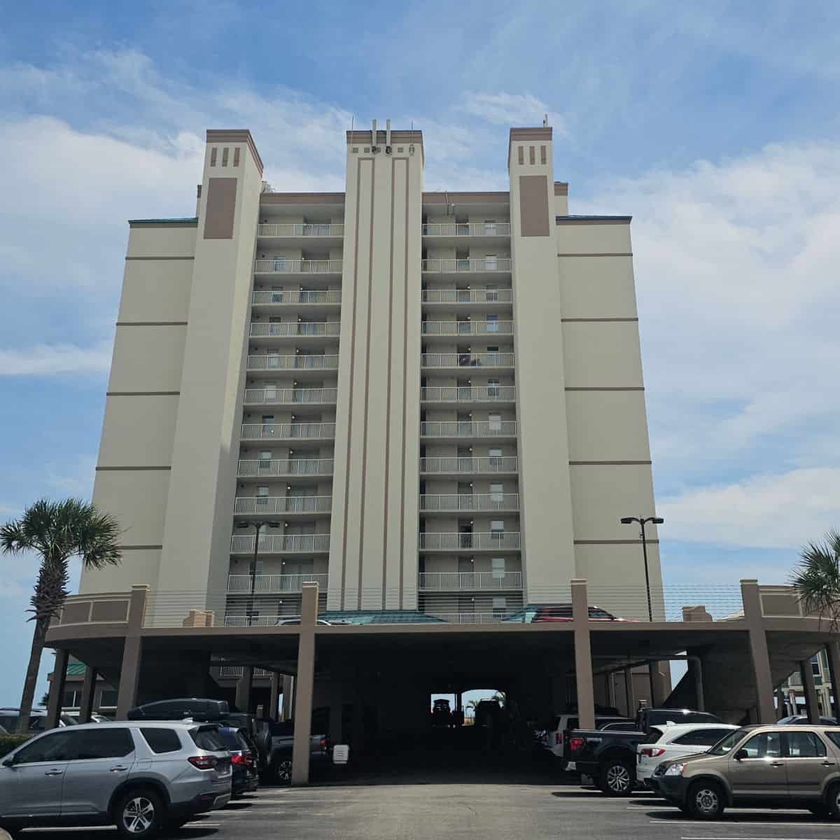 Royal Palms building with two story parking