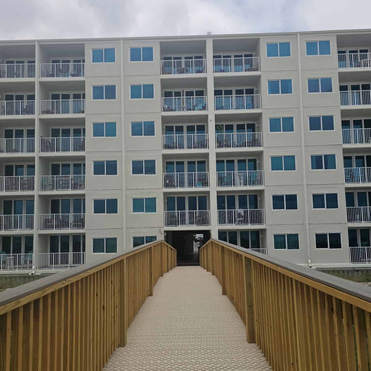 walkway up to Island Shores exterior