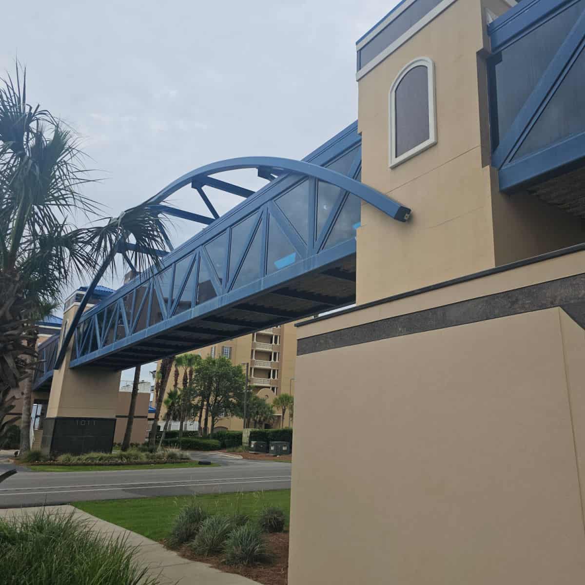 pedestrian bridge over west beach blvd