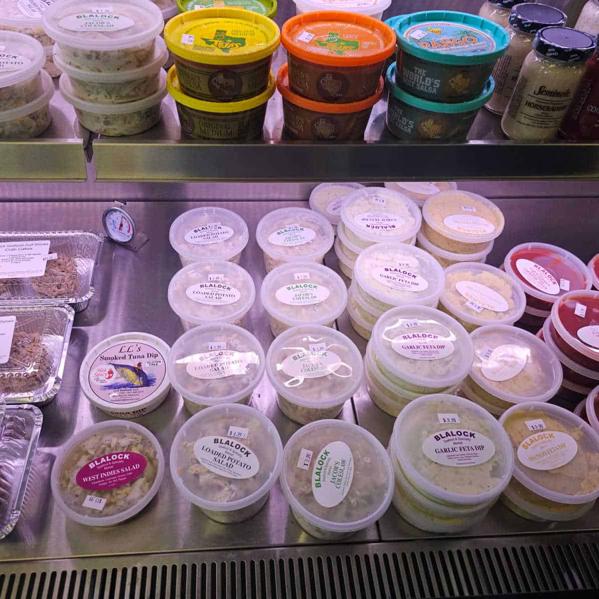Refrigerator case with Blalock dips and salsas
