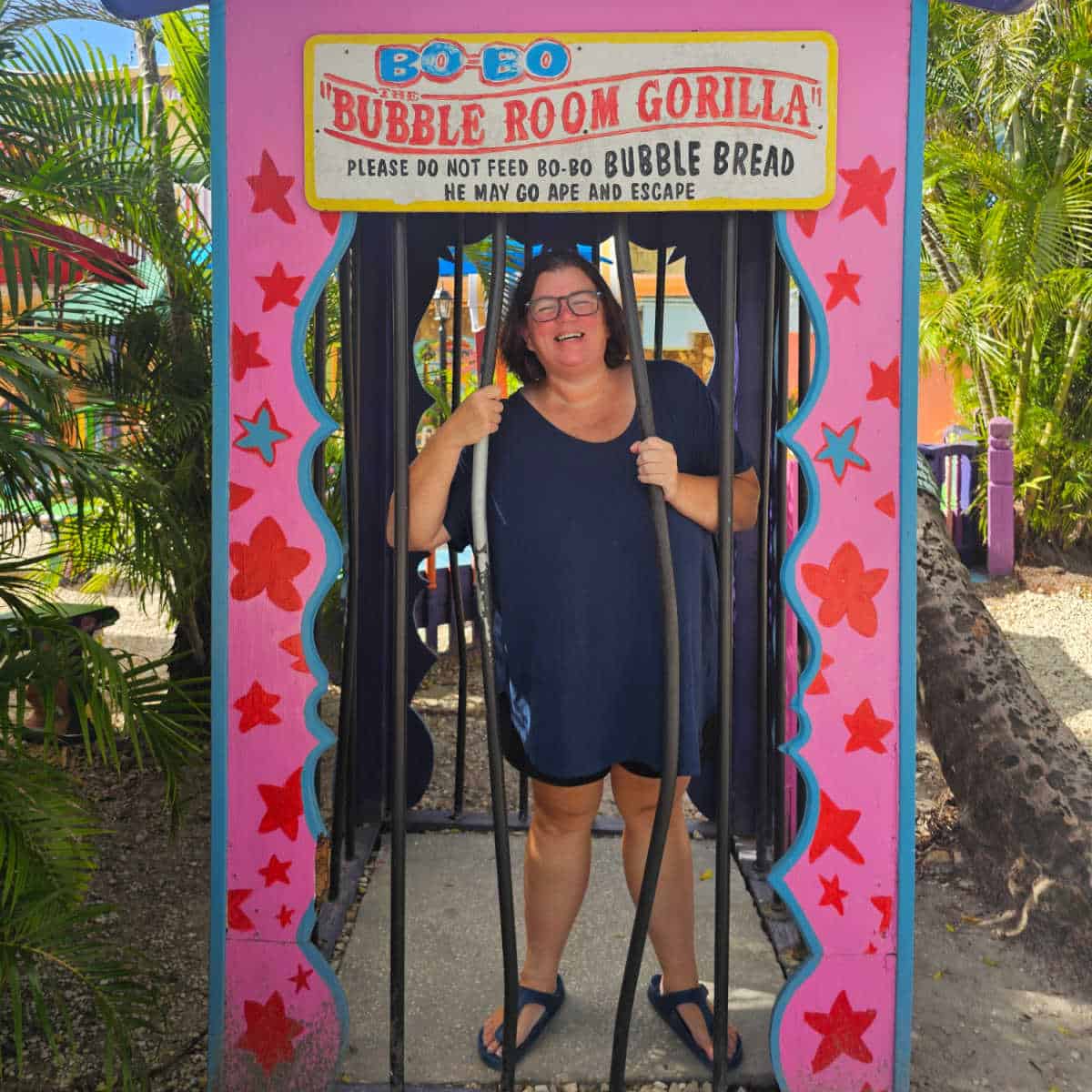 Tammilee standing in the Bubble Room Gorilla cage