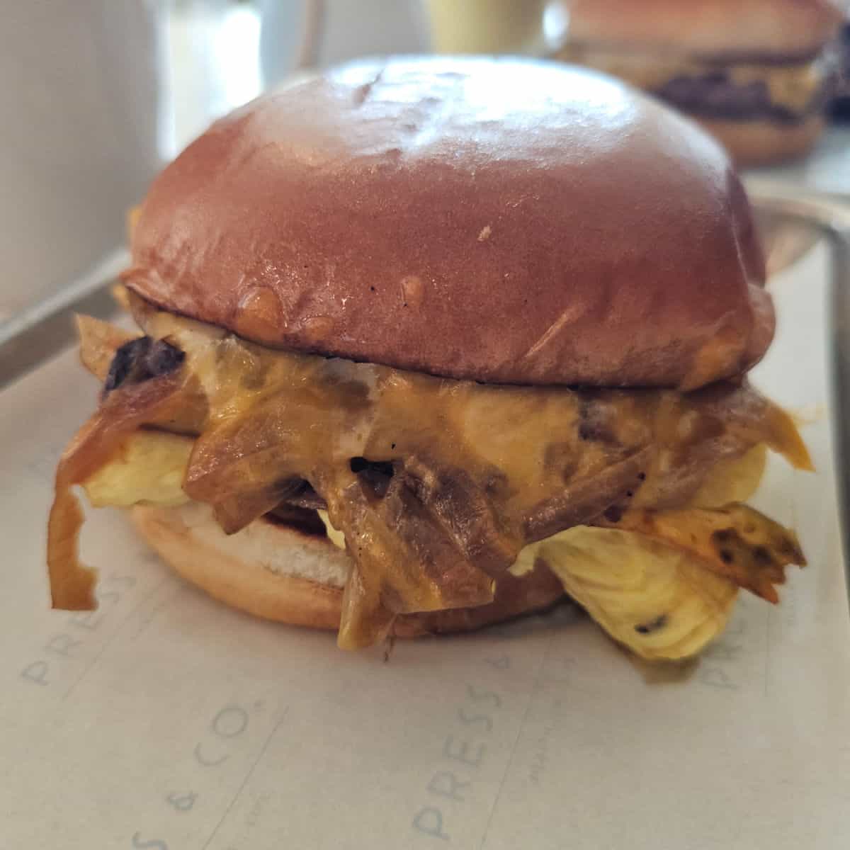 egg and cheese sandwich with carmelized onions