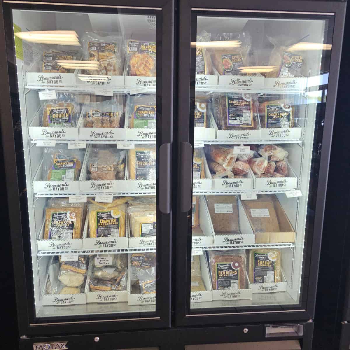 cooler cabinet with individually wrapped frozen foods