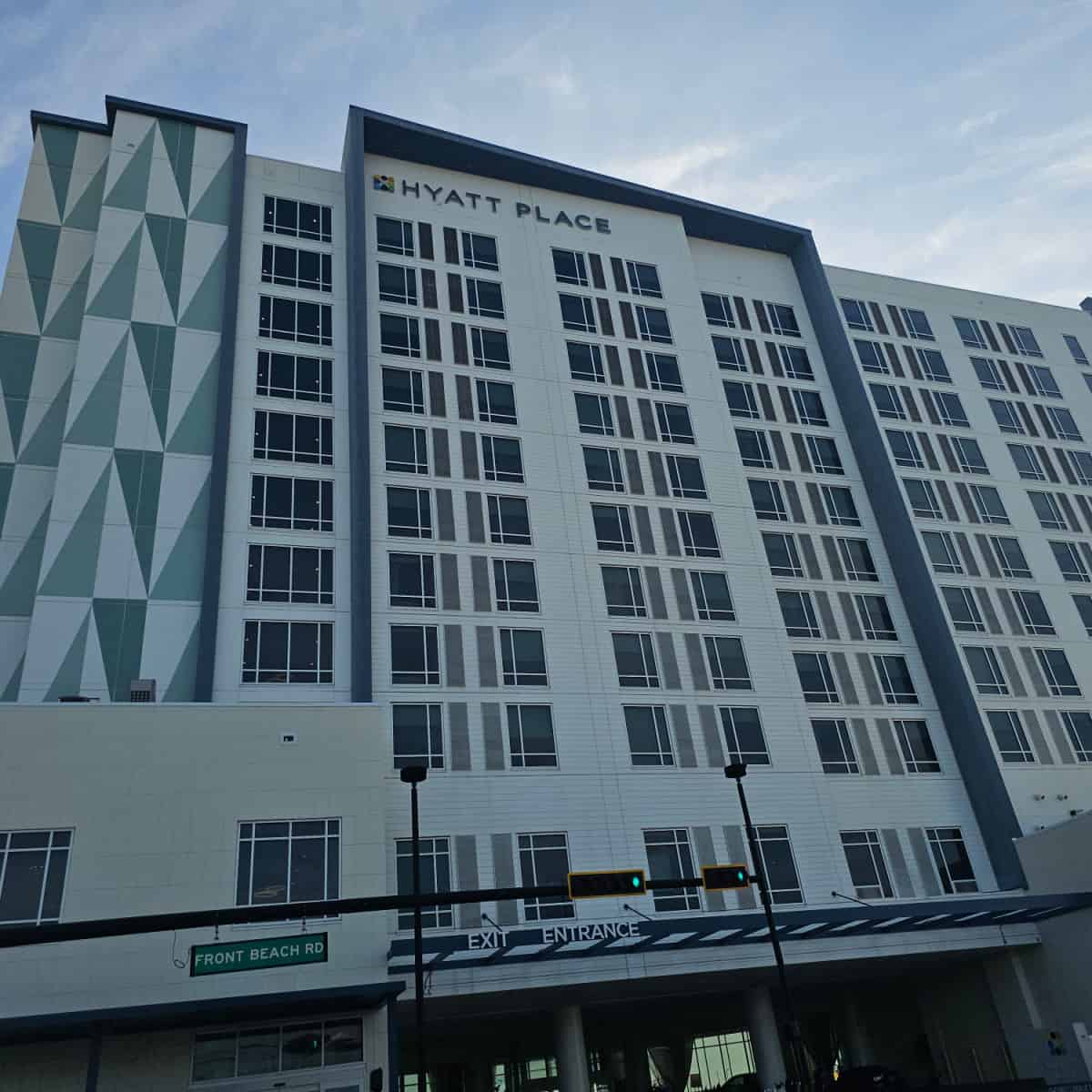 Hyatt Place Panama City Beach Exterior with Hyatt Place on the side of the building