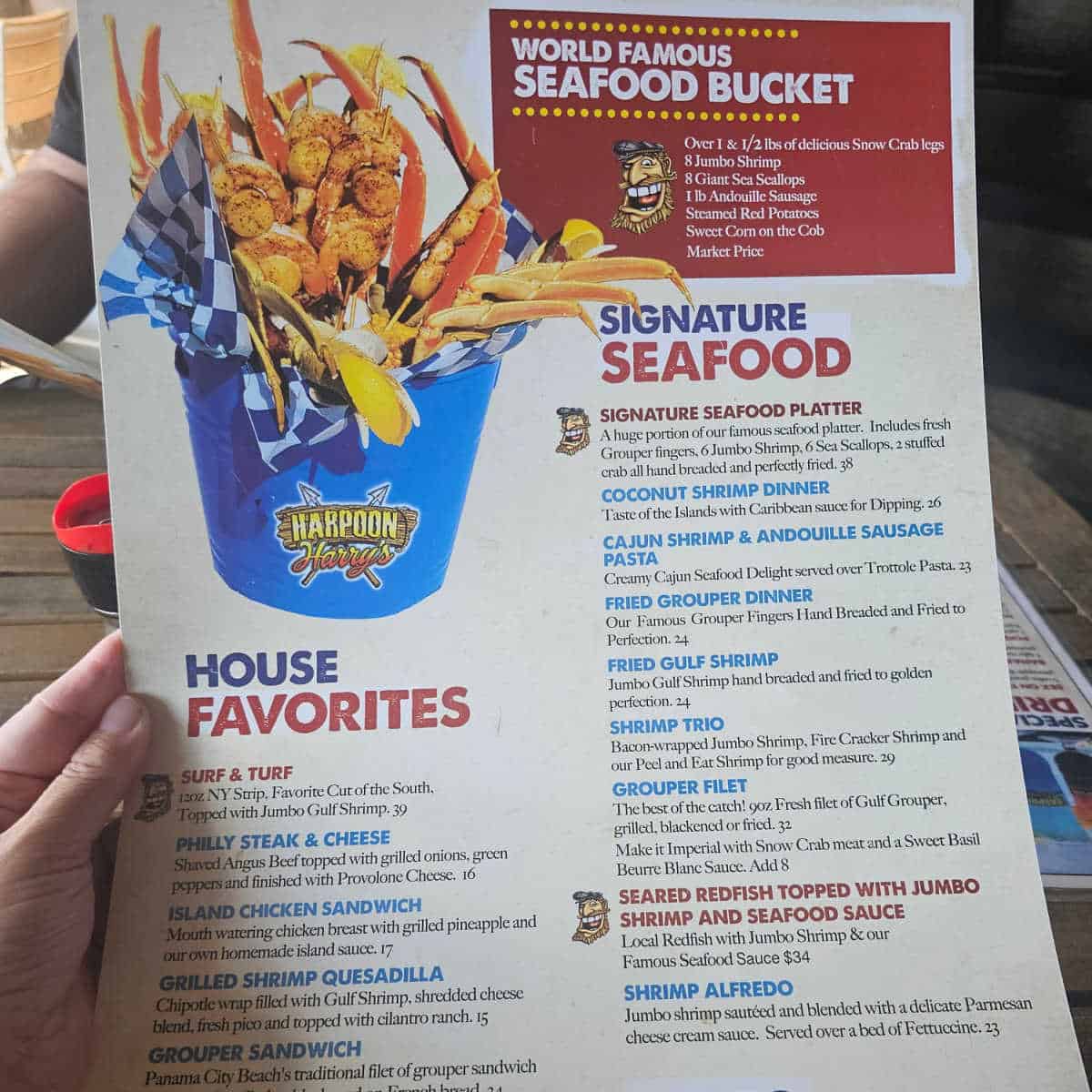 harpoon harry's menu house favorites and signature seafood