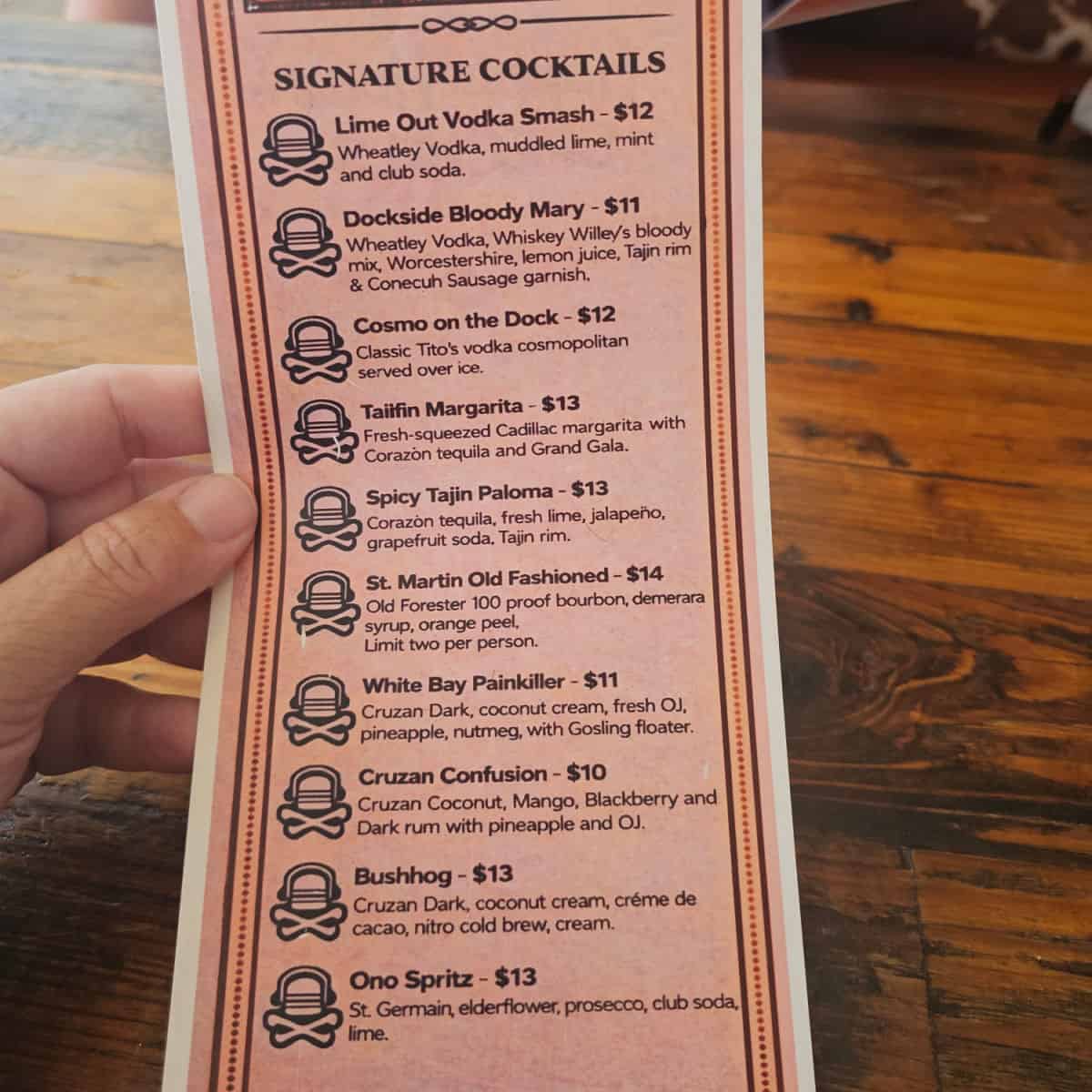 Signature Cocktails menu from Tap & Still Gulf Shores