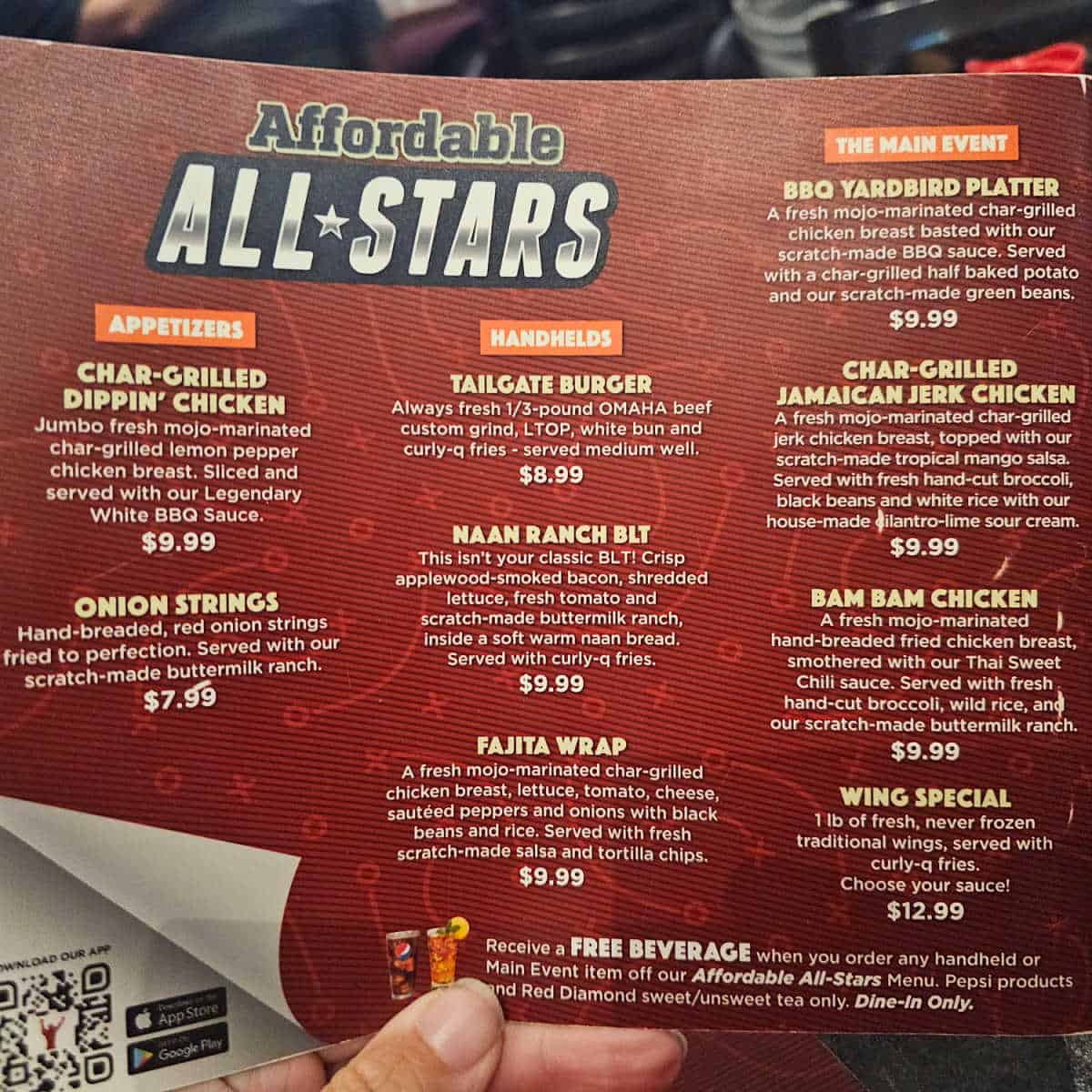 Affordable All Stars Menu