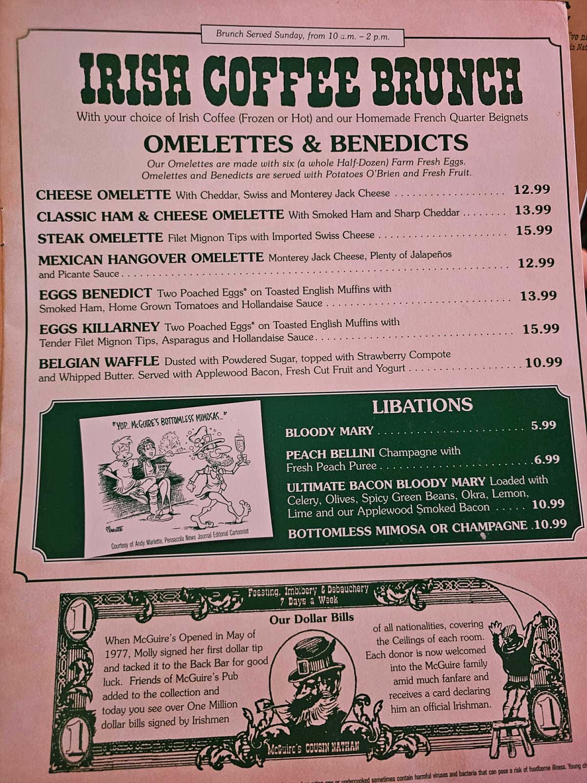 Irish Coffee Brunch Menu McGuire's Irish Pub
