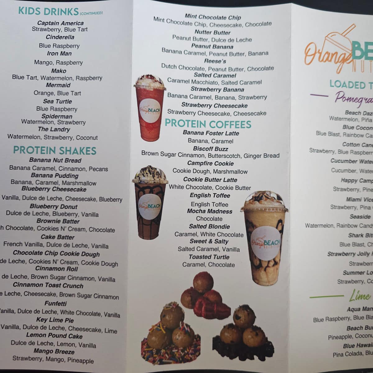 paper menu with descriptions of different drinks