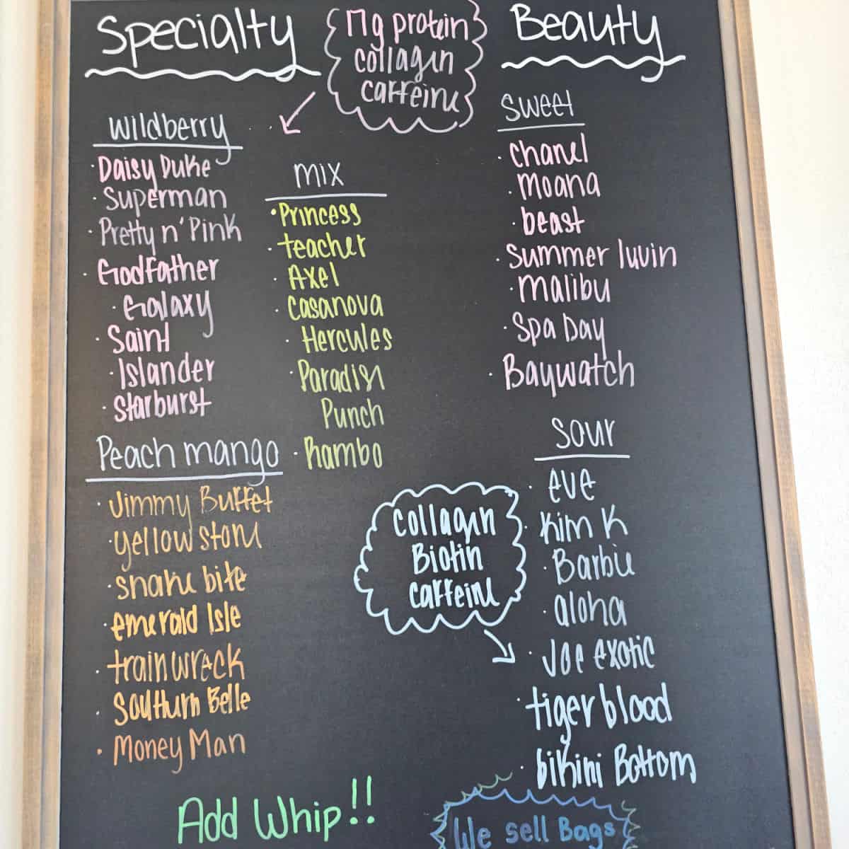 Specialty & Beauty tea menu