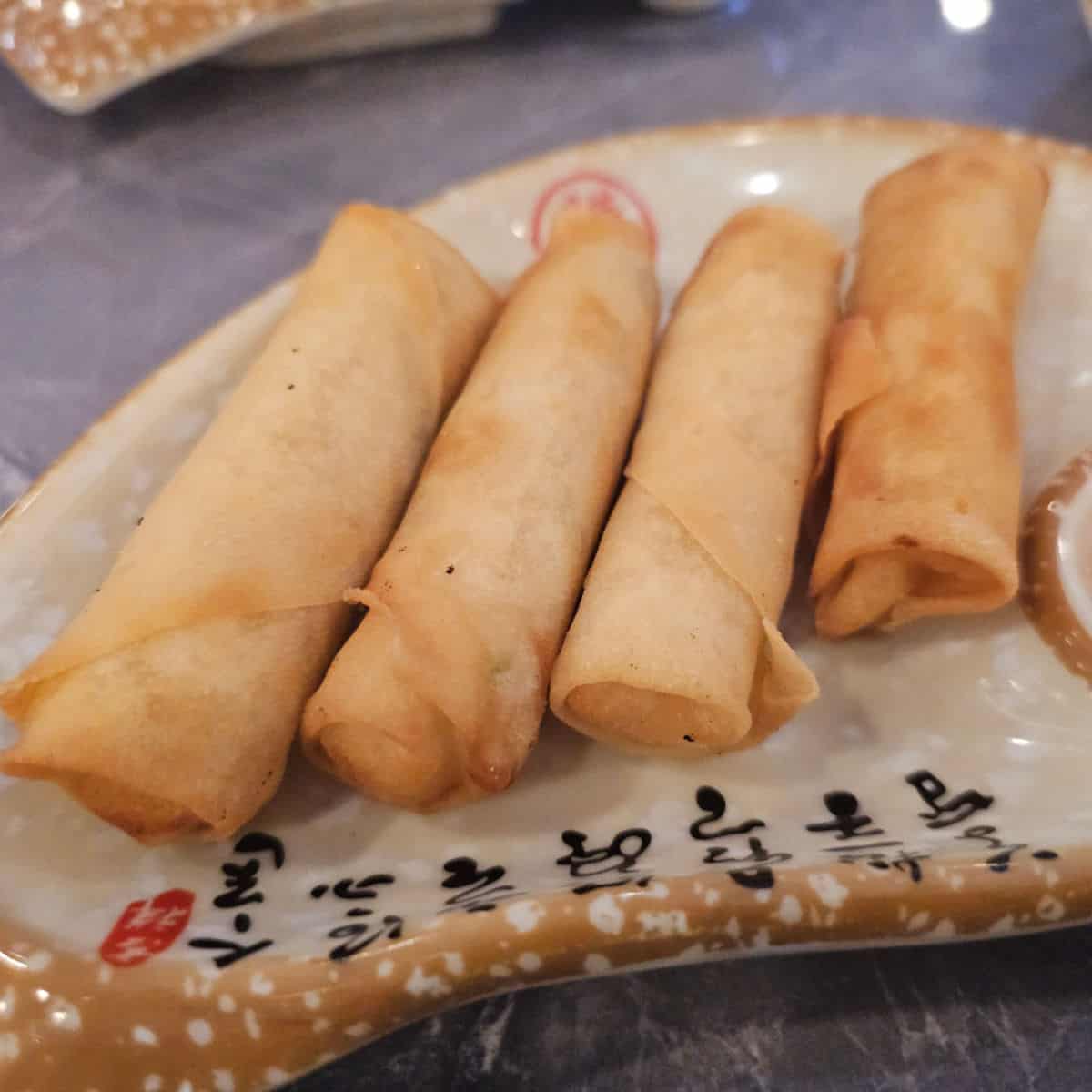 4 Spring rolls on a plate